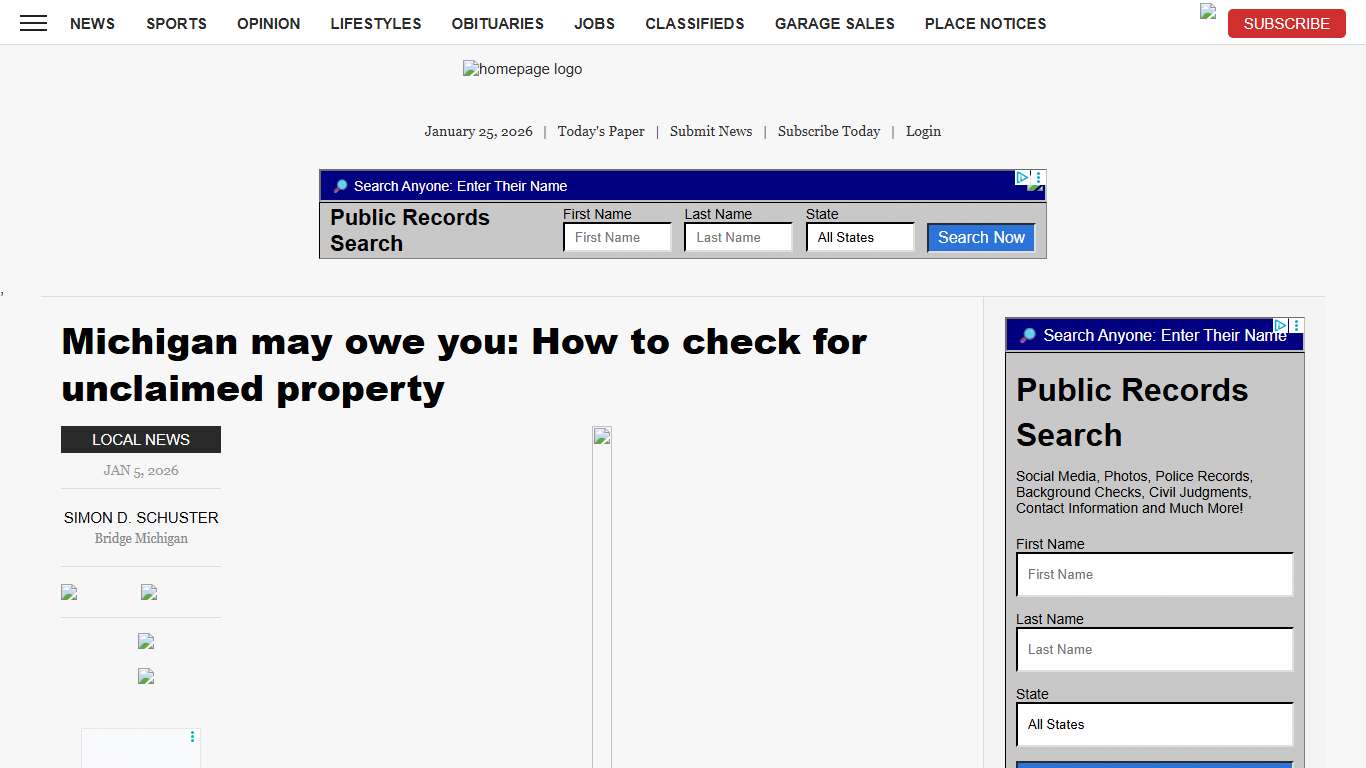 Michigan may owe you: How to check for unclaimed property News, Sports, Jobs - The Daily News
