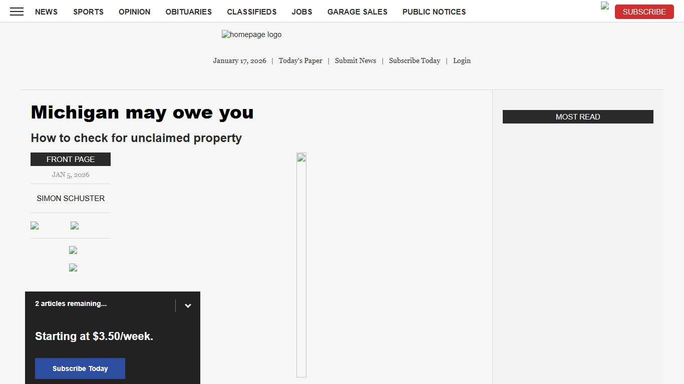 Michigan may owe you News, Sports, Jobs - The Mining Gazette